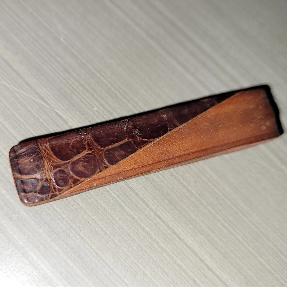 🤑Vintage SWANK Leather & Alligator Skin Money Clip - Picture 8 of 10